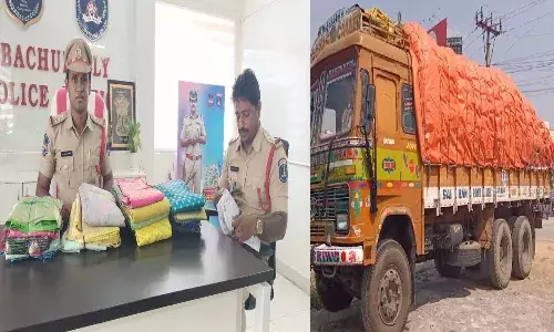 లారీ చీరలు.. కోటి విలువ.. పట్టేశారోచ్