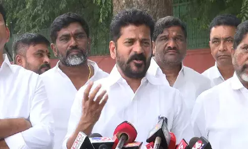 revanth reddy, medigadda barrage, bridge sagged ,