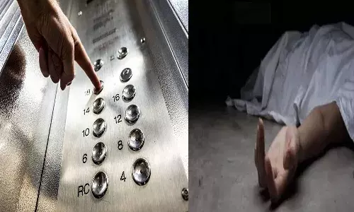hyderabad, boy died,  stuck in lift,