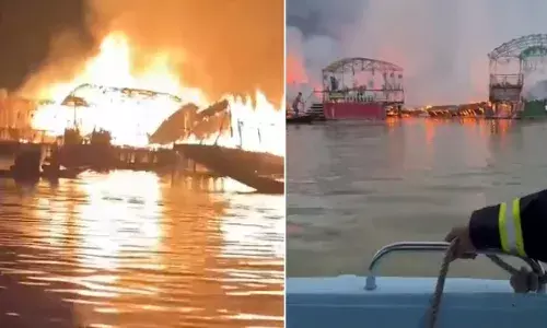 jammu kashmir, srinagar, dal lake, fire accident,