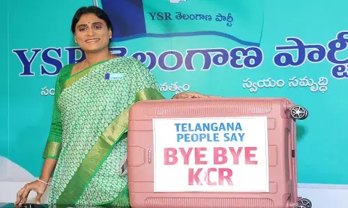 ys sharmila, gift, bye bye kcr suitcase ,