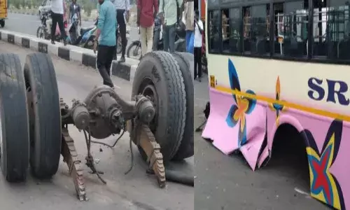 Wheels blown off, moving bus, tamil nadu,