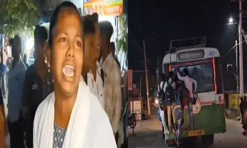 young girl, cried,  rtc bus, jagtial,