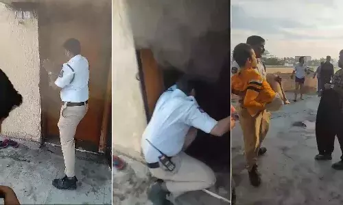fire accident, Hyderabad, Traffic Constable, erramanzil