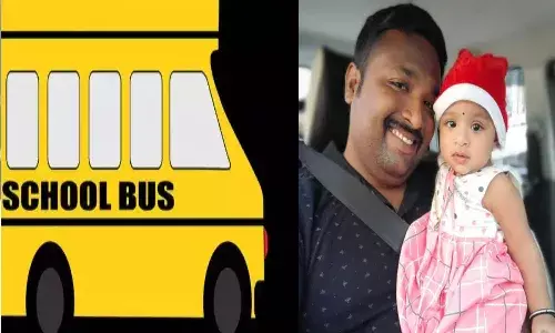 girl, died,   school bus, hyderabad,