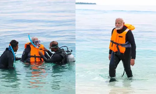 pm modi, tour, lakshadweep, snorkeling, viral photos,