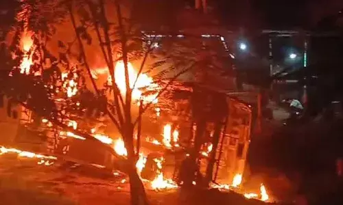 gadwal, bus accident, fire,  lady died,