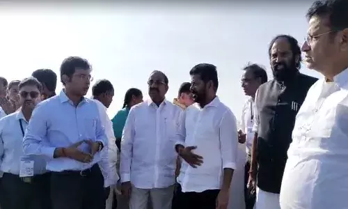 cm revanth reddy,  ministers,  medigadda barrage,