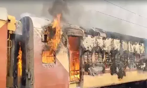 Fire accident, Kazipet Railway Station, warangal,
