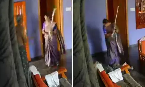 సొంత మామను చితక్కొట్టిన మహిళ.. సీసీటీవీలో రికార్డైన దృశ్యాలు