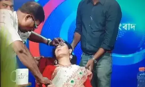 వాతావరణ న్యూస్ చదువుతూ కుప్పకూలిపోయిన న్యూస్ యాంకర్