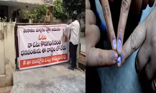 man, banner,  house,  vote not sale,