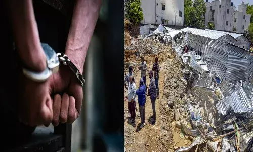 bachupally, wall collapse case, six arrested, police,