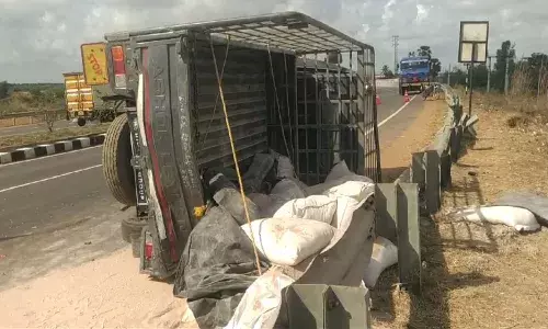 వ్యాన్‌ బోల్తా ప‌డ‌టంతో బ‌ట్ట‌బ‌య‌లైన బాగోతం..!