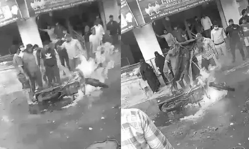 Hyderabad, fire, motorcycle blast, old City