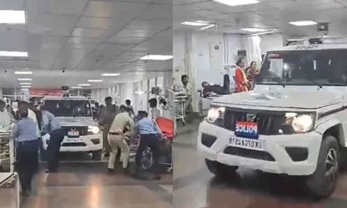 viral video, police jeep,  hospital, Uttarakhand,