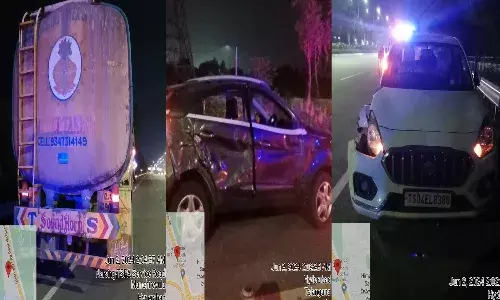 rangareddy, orr, water tanker, accident, two dead ,