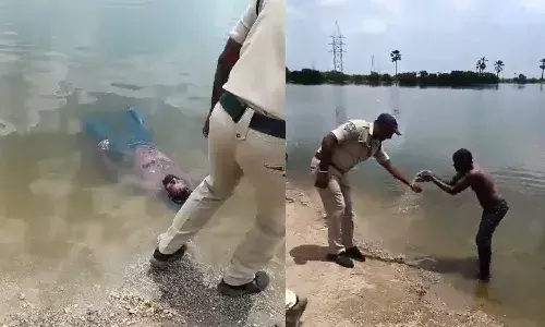 man, sleep,  water, hanamkonda, viral video,