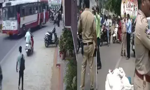hyderabad, inter girl student, died,  bus ,