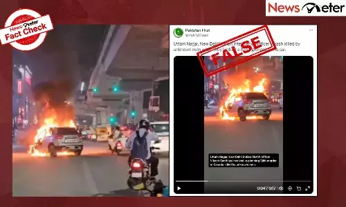 fact check, car video, fire,  delhi,