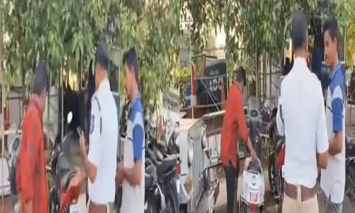 pithapuram, traffic police,   mla sticker scooty,