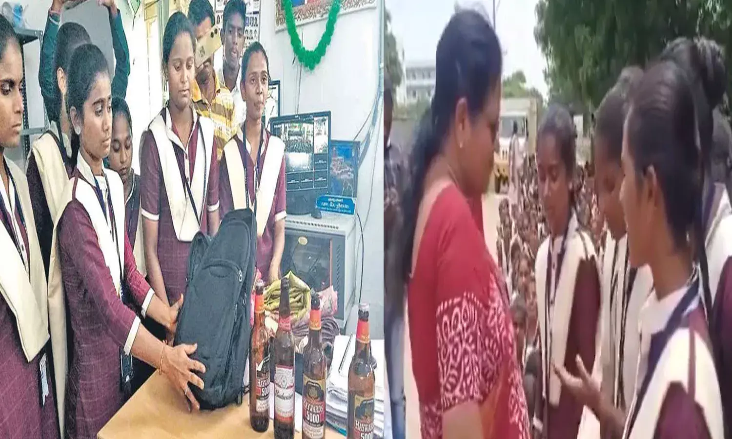 beer,  suryapet, ladie shostel, principal, students strike,