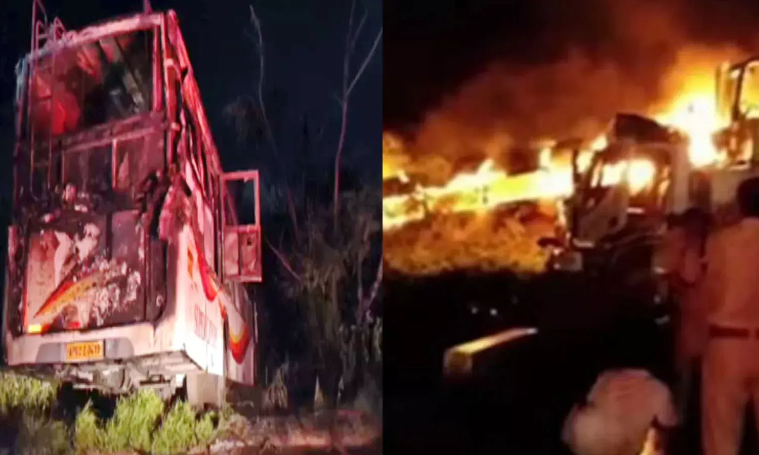 road accident, jadcherla, andhra Pradesh, bus,  fire,