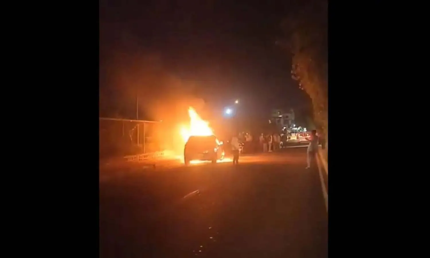 Moving car, fire, Hyderabad