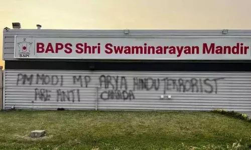 Hindu temple, vandalised, graffiti, Canada,Edmonton