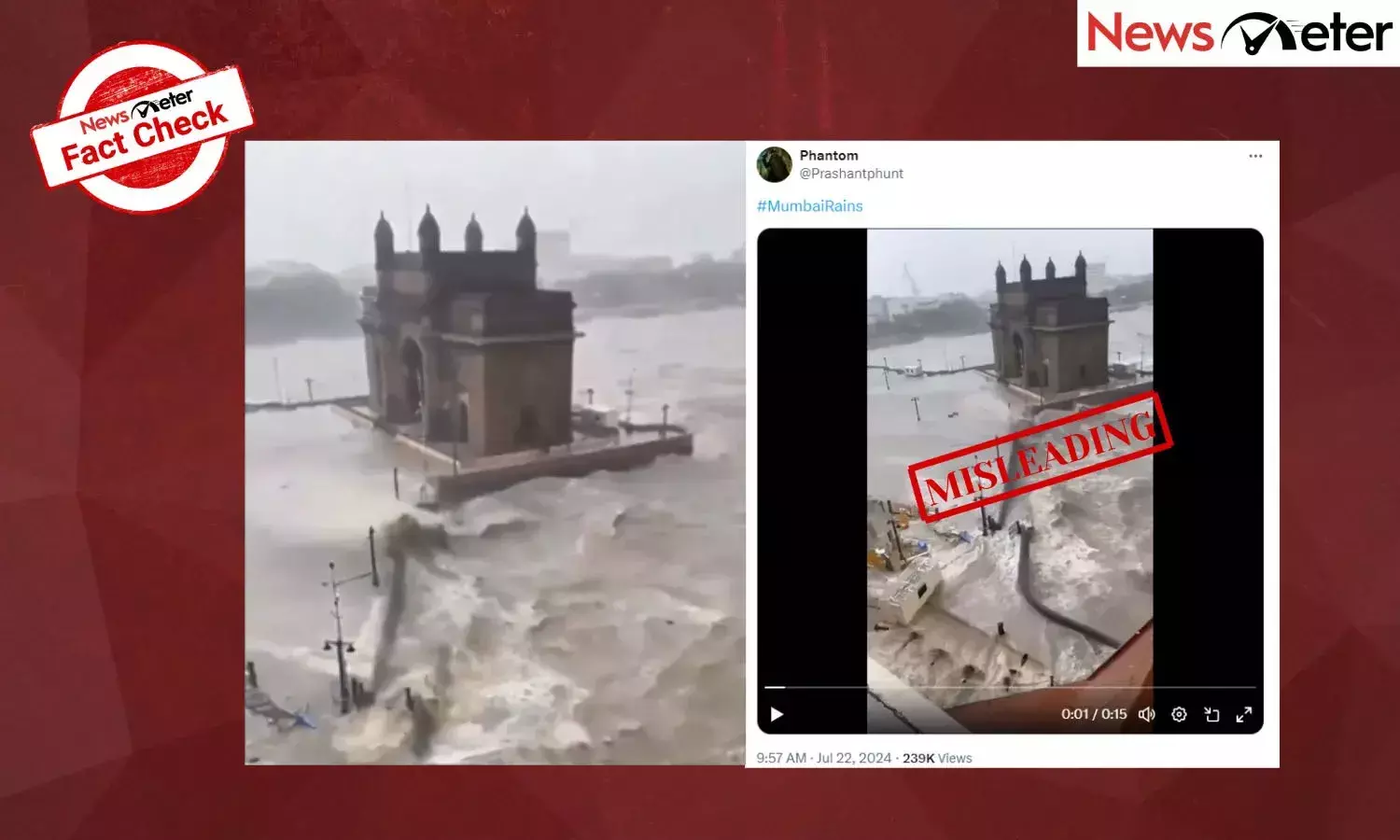 fact check,  gateway of india, flooding,