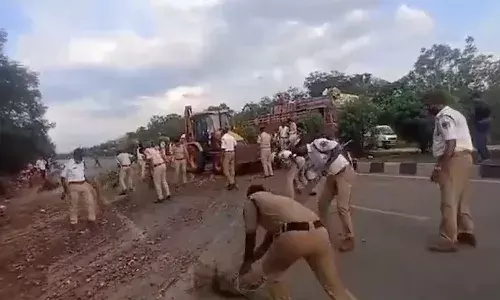 telangana, police, sweep, road, viral video,
