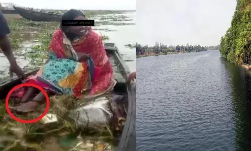 woman,  river,  tied legs, odisha,