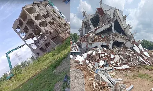 hydraa, demolishes, illegal structures,  bum rukn ud dowla lake,