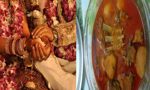 Nizamabad, fight,  marriage,  mutton ,8 injured,