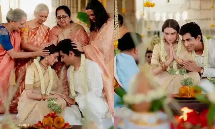 Actors Aditi Rao Hydari, Siddharth, traditional South Indian ceremony, Wedding
