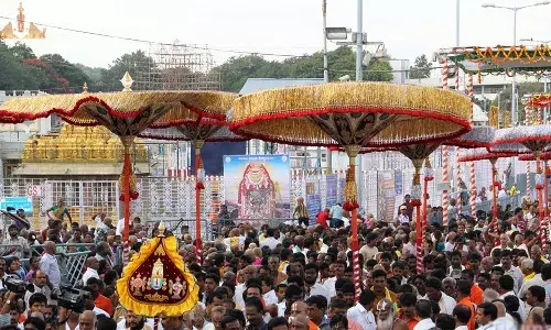 gifts, umbrella procession, TTD, Tirumala
