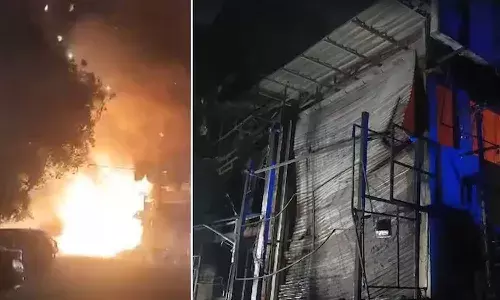 Fire, illegal cracker shop, Hyderabad, woman injured