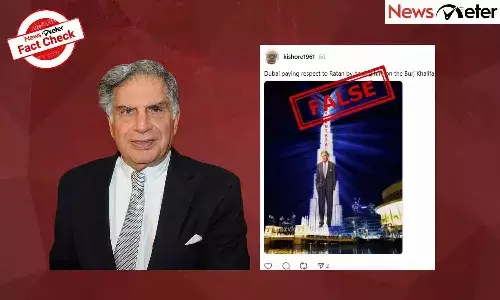 FactCheck : UAE లోని బుర్జ్ ఖలీఫాపై రతన్ టాటా చిత్రాన్ని ప్రదర్శించారా.?