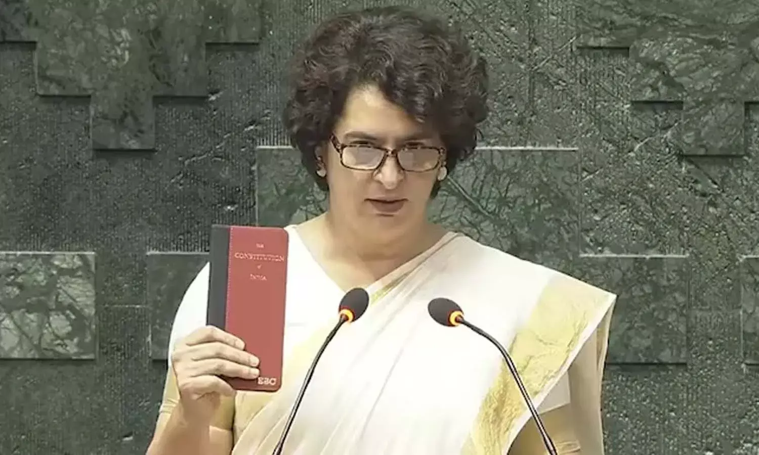 Priyanka Gandhi takes oath as MP, Kerala Kasavu saree, Loksabha, Delhi