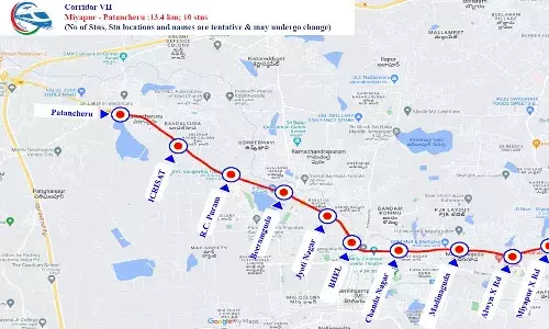 Hyderabad Metro Phase 2, Miyapur to Patancheru, route map, HMRL