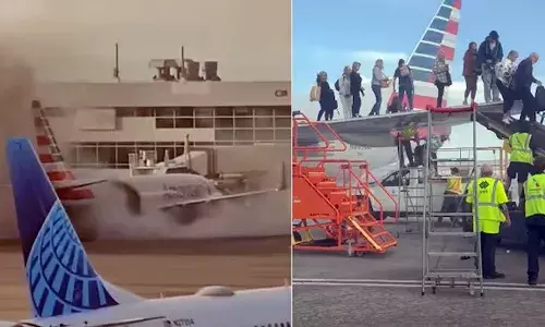 American Airlines plane, fire, passengers, international news
