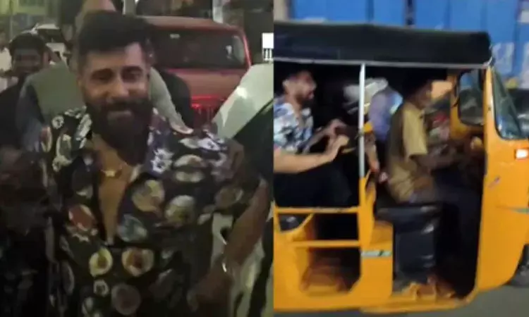 Mobbed by fans, actor Vikram, auto rickshaw, Kollywood
