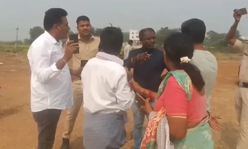 MRO atrocities, farmers, minister Uttam kumar, helipad, Suryapet district