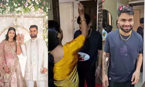 Video : నిశ్చితార్థం తర్వాత తొలిసారి అత్తారింటికి వెళ్లిన క్రికెటర్.. రిసీవింగ్ అదిరింది..!