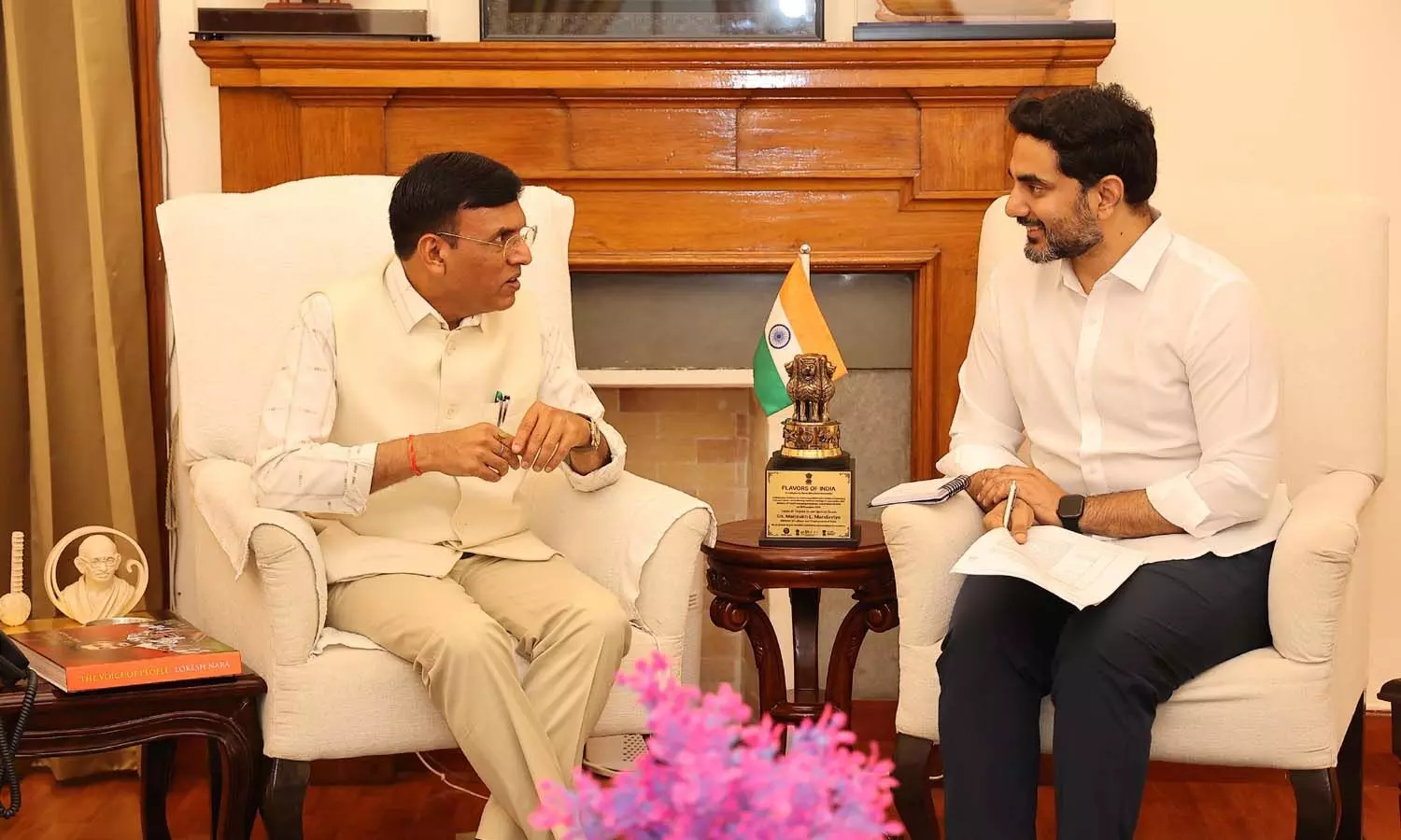 Andrapradesh, Ap Minister Nara Lokesh, Union Sports Minister Mansukh Mandaviya Andrapradesh, Ap Minister Nara Lokesh, Union Sports Minister Mansukh Mandaviya