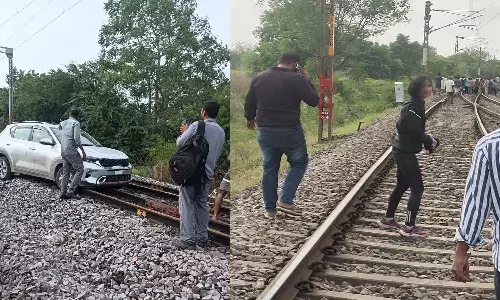 telangana, Vikarabad, Shankarpally, Train Disruption, Railway Track Stunt, ViralVideo