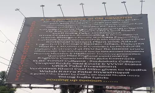Hyderabad News, Congress Government, CM Revanthreddy, hoardings against the state government