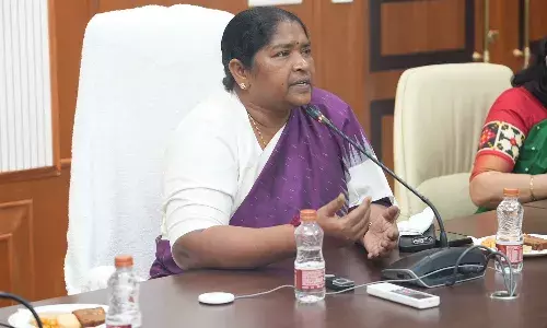 Minister Seethakka, officials, new Anganwadi buildings