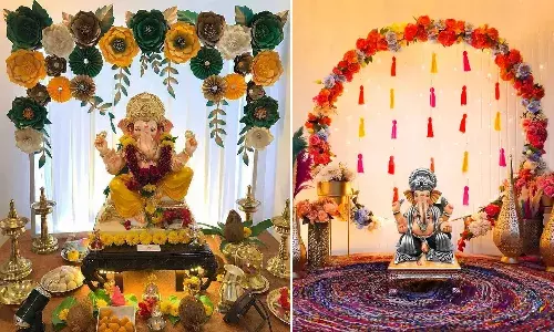 Ganesh Chaturthi, decorating, Ganesha mandapam, home