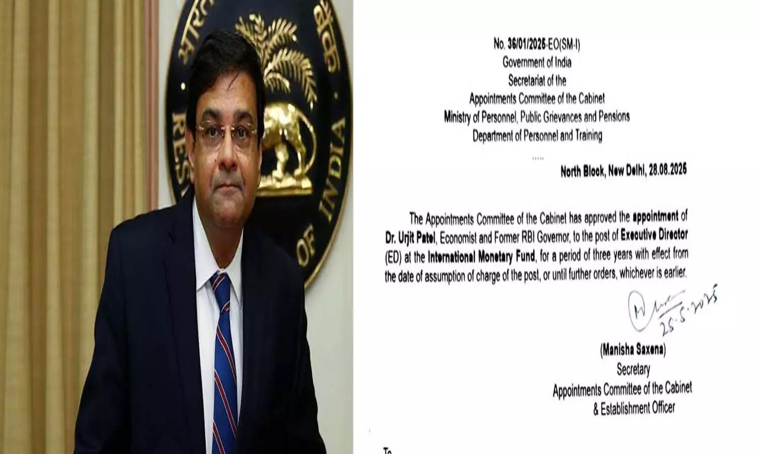 Business News, Former RBI Governor, Urjit Patel, IMF Executive Director, International Monetary Fund Business News, Former RBI Governor, Urjit Patel, IMF Executive Director, International Monetary Fund